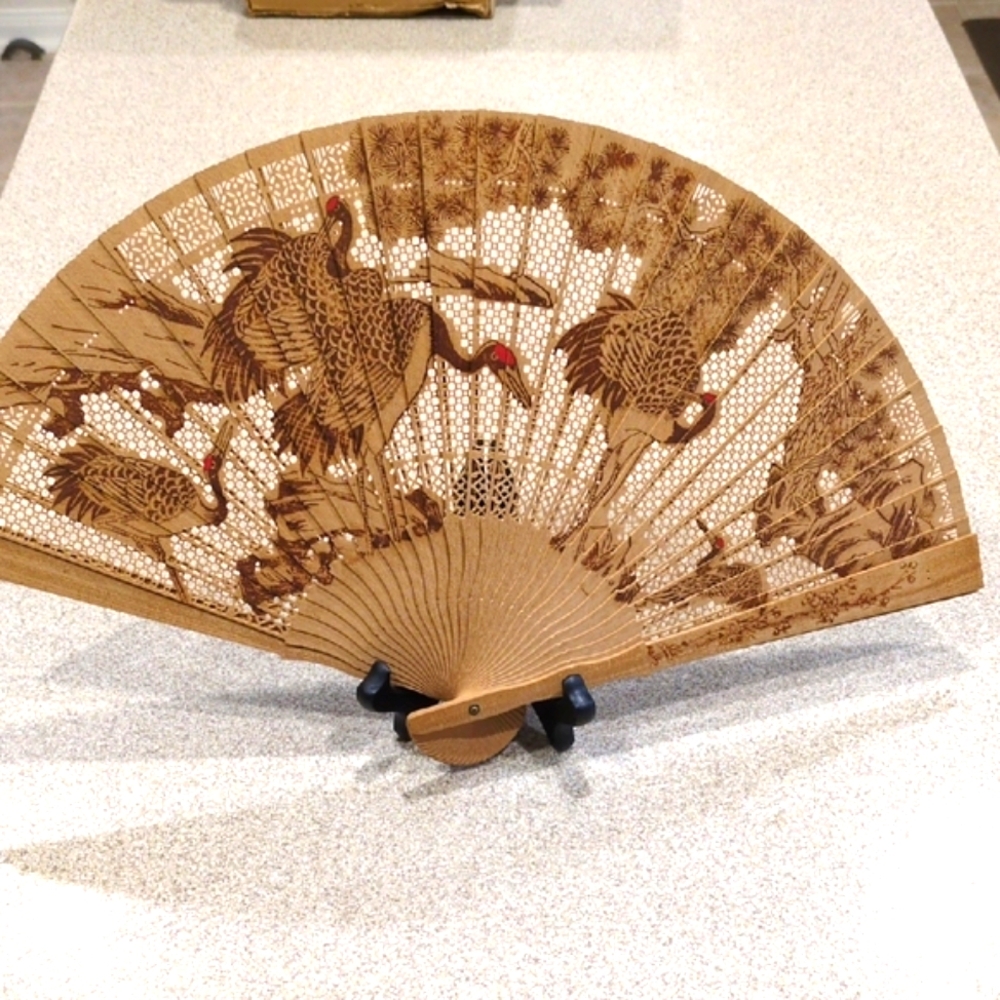Elegant Brown Nature Scene Decor Accent Fan